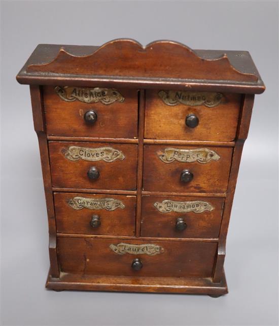 A set of spice drawers, c.1920, height 27cm